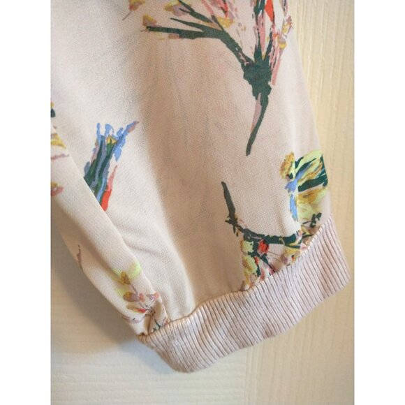 Democracy Women's Blouse Sheer Floral Bird Print Drop Shoulder Relaxed Top - 2X - Picture 5 of 8